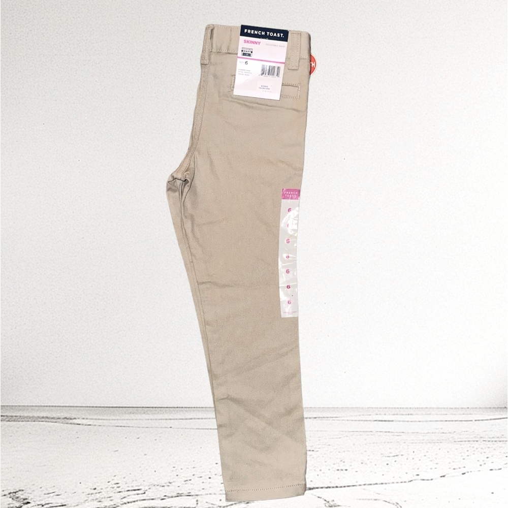 French Toast Skinny adjustable waist khaki uniform pants, Girls size 6